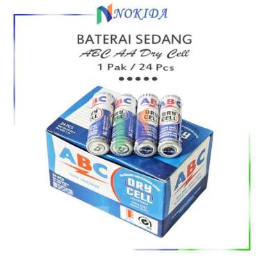 Nokida Baterai Sedang ABC (1 Box/24 Pcs) / Baterai ABC Biru Ukuran A2 / AA / Batere 1 Pak AA (1 Box)