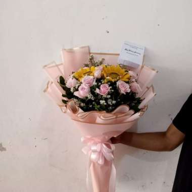 Buket bunga mawar mix bunga matahari