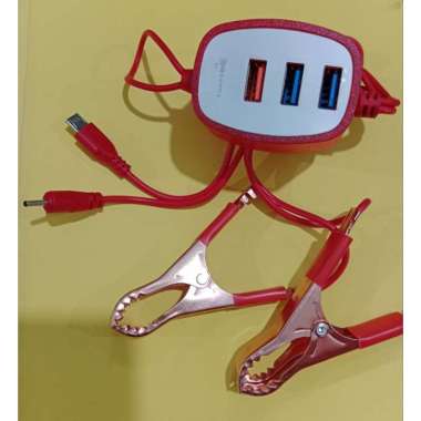 Charger DC Hp Ke Aki Universal Cas Hp Dari Aki Sunpro F-105U TC Hp Motor 3usb 3.1A