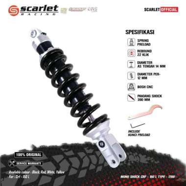 SHOCK BREAKER MONO BELAKANG ADJUSTER NON TABUNG 1769 CRF SCARLET RACING HITAM
