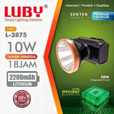 Senter Kepala Luby L-2875 Cahaya Putih & Kuning / LUBY Senter Kepala 10Watt Headlamp Rechargeable