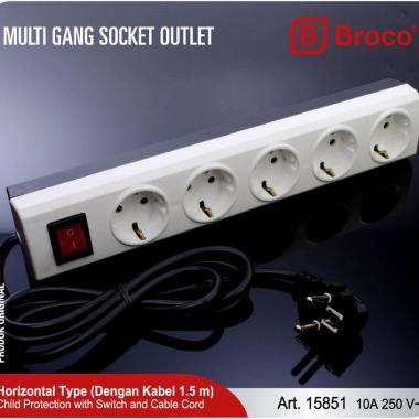 BROCO STOP KONTAK EXTENSION 5 LUBANG CP + KABEL 1.5M 15851 1,5 meter