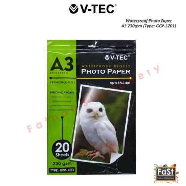 KERTAS FOTO GLOSSY /GLOSSY PHOTO PAPER V-TEC A3 230gsm