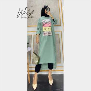 FASHION BAJUTERBARU WILOF LONG TUNIK M L XL XXL GAMIS WANITA KEKINIAN BAHAN KAOS KATUN COMBED 24s MI