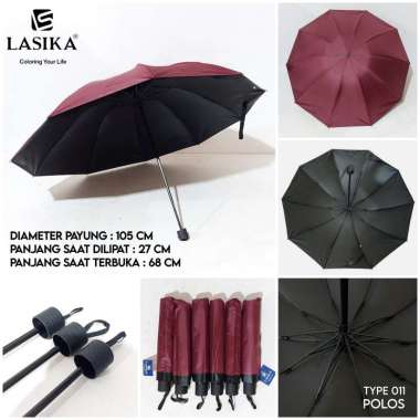 PAYUNG LIPAT 10 JARI POLOS LAPIS HITAM ANTI UV 011 POLOS LASIKA Navy