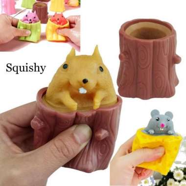 Mainan Spit Bubble Pop It Karakter Squishy Silikon Bebek Balon Pencet Bebek Biru