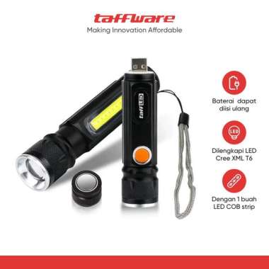 TaffLED Senter LED USB Rechargeable Cree XML T6 COB 2300Lumens WY8106