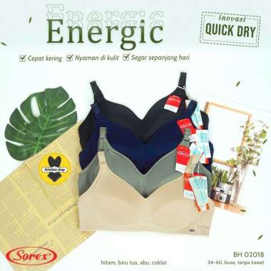 BH CEPAT KERING SOREX 02018 BRA TANPA KAWAT BUSA TIPIS BERPORI QUICK DRY 34 36 38 40 34