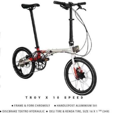 SEPEDA LIPAT ELEMENT TROY X 10SPEED 16INCH SILVER RED