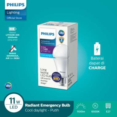 Philips Lampu Rechargeable LED Radiant Line 11W E27 6500K - Putih