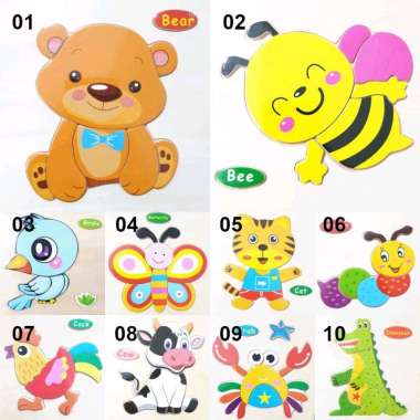 ONTY Cartoon Jigsaw Puzzle 3D Mainan Edukasi Montessori Anak - 3 Tahun Keatas No 1 Part 1
