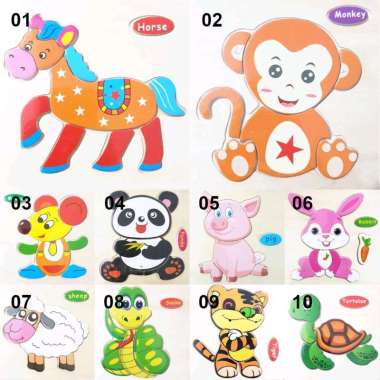 ONTY Cartoon Jigsaw Puzzle 3D Mainan Edukasi Montessori Anak - 3 Tahun Keatas No 1 Part 3