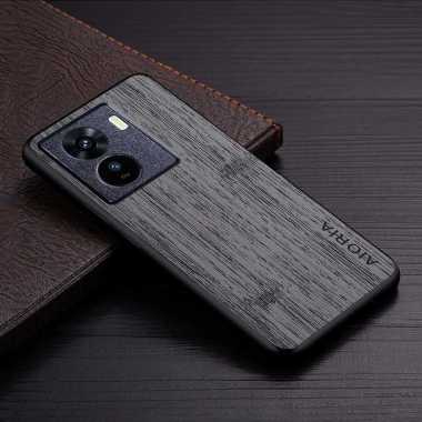 Case VIVO IQOO Z7 IQOO Z7X 5G - Casing VIVO IQOO Z7 Case Wood Patern IQOO Z7 Abu abu