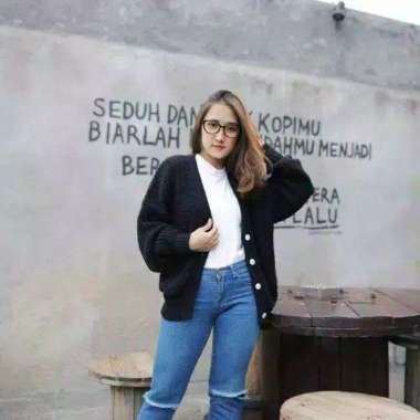 Cardigan Rajut Oversize Wanita premium carla hitam