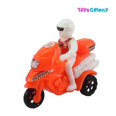 MAINAN MOTOR KURIR EKSPEDISI RODA TIGA TIKI JNE NINJA POS PULL STRING Orange