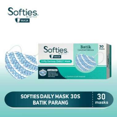 Masker Softies Daily Batik 3ply isi 30 pcs Softies Batik 30 PROMO - Batik Biru Japanese