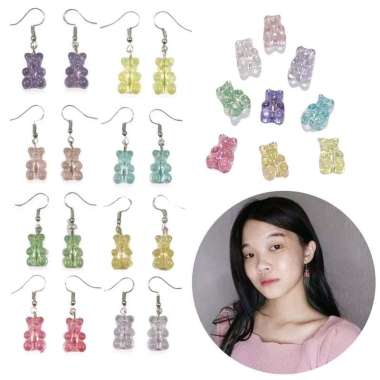 Anting Hook Gummy Bear Jelly Basic Hooks Earrings Anting Gantung Fashion Earring Beruang Teddy Bear