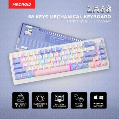 Zifriend ZA68 Mechanical Keyboard Universal Hotswap Evo Layout Volume Knob 3 Mode Cream Grey