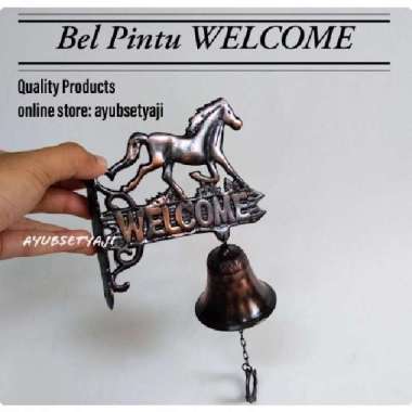 Bel Pintu WELCOME Kuda Lonceng Rumah Pagar Lonceng Klintingan Kuningan