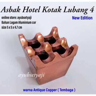 Asbak Lubang 4 Kotak warna TEMBAGA antik Asbak Hotel aluminium unik