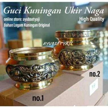 Guci Naga Ukir Kuningan Bejana perlengkapan keagamaan Dekorasi cawan size no.2