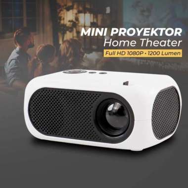 Projektor Proyektor Mini LCD Full HD 1200 Lumens Home Theater Putih