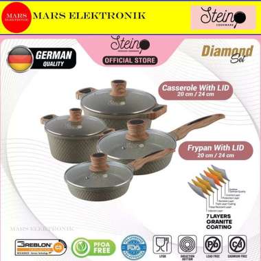 STEIN COOKWARE - PANCI DIAMOND SET ( 4 IN 1 | SET ) - GERMAN QUALITY - WAJAN GRANITE STEIN | 24cm+ 2