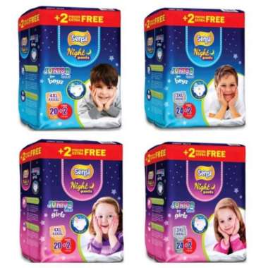 Pamper Sensi Night Pants Popok Celana Anak Junior GIRLS 4XL 20+2