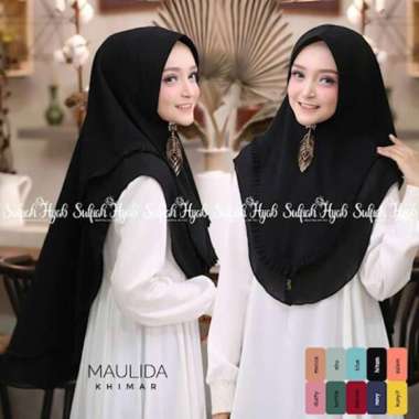 Khimar Hijab Dheana jilbab motif / khimar syari / bergo instan HITAM