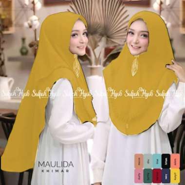 Khimar Hijab Dheana jilbab motif / khimar syari / bergo instan KUNYIT