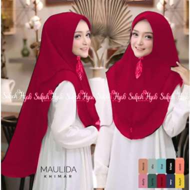 Khimar Hijab Dheana jilbab motif / khimar syari / bergo instan MAROON