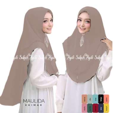 Khimar Hijab Dheana jilbab motif / khimar syari / bergo instan MOCCA