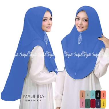 Khimar Hijab Dheana jilbab motif / khimar syari / bergo instan BLUE