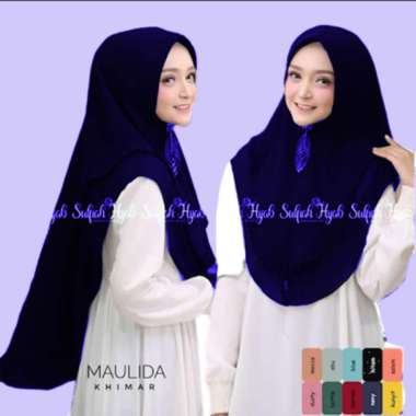 Khimar Hijab Dheana jilbab motif / khimar syari / bergo instan NAVY