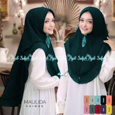 Khimar Hijab Dheana jilbab motif / khimar syari / bergo instan HIJAU BOTOL