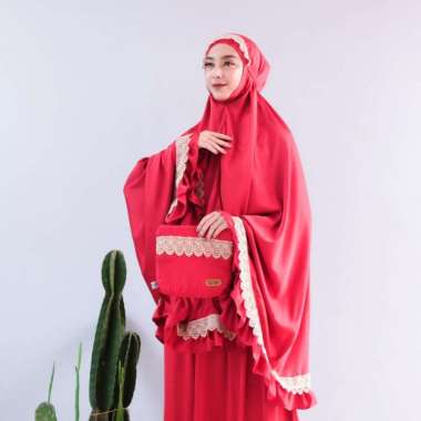 Mukena premium bahan sutera (silk) Maroon Silk