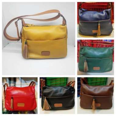 Bossindo tas kulit asli wanita garut papirut - tas wanita kulit asli garut L Biru