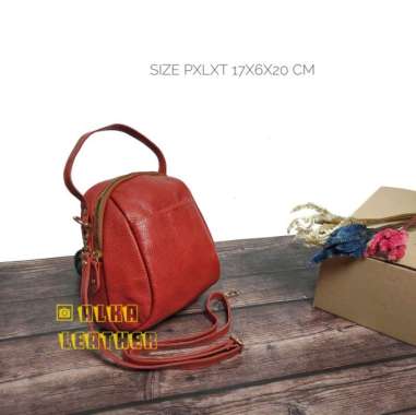 Bossindo Tas Kulit Asli Tas Garut Tas Wanita Tas Simpel Merah Bata