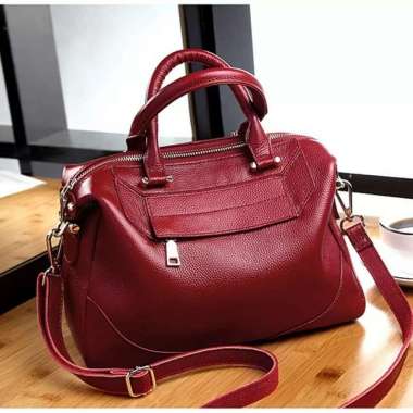 tas wanita branded original kulit asli - tas kulit wanita kulit garut L Merah
