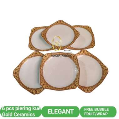 Piring Kue Persegi Keramik Weston Isi 6 Pcs / Wadah Kue Keramik
