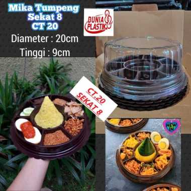 1 Pak / isi 10pcs Mika Tumpeng Mini Tray Bulat CT.20 Sekat 8 (warna coklat) CT.20 SEKAT.8
