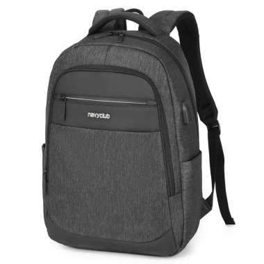 Navy Club Tas Ransel Laptop EJI - Backpack Daypack USB Port Tas Pria Wanita Free Bag Cover Black