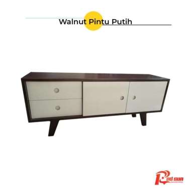 Meja tv minimalis modern lemari tv rak tv minimalis modern 200x30x50 Walnut P Putih