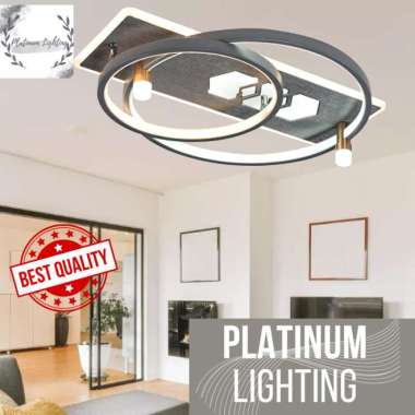 Lampu Plafon Minimalis 2 Ring LED 3 Warna Silver Dekorasi Rumah