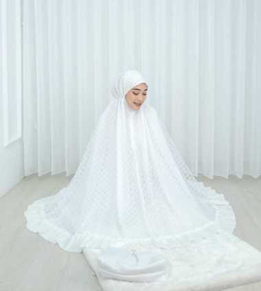 Mukena Rawdah Al Jannah terbaru Dalanova 100% santorini luxury silk size jumbo ibu putih
