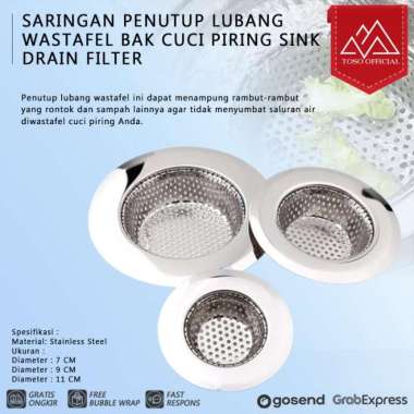 SARINGAN PENUTUP LUBANG WASTAFEL BAK CUCI PIRING SINK DRAIN FILTER DIAMETER 9CM