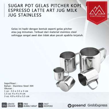 SUGAR POT GELAS PITCHER KOPI ESPRESSO LATTE ART JUG MILK JUG STAINLESS 1 Oz -30ML