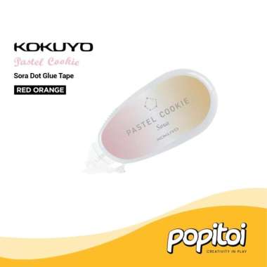 Kokuyo Pastel Cookie Sora Dot Glue Tape 6mm x 8m Selotip Lem Double RED-ORANGE