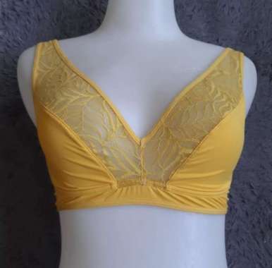 Bra Nonpad Nonwire Yellow Color List Lace Label 34B