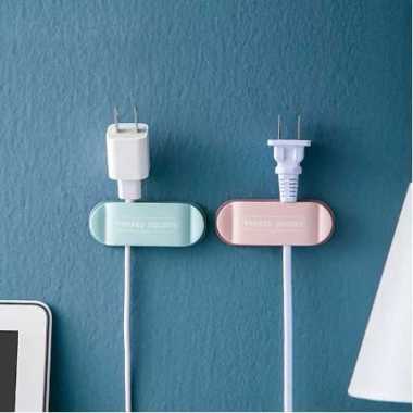 Holder Kabel Gantungan Hook Klip Meja Dinding Cantolan Kait Charger USB Gulungan